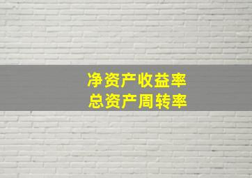 净资产收益率 总资产周转率